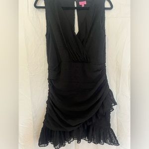 Francesca’s Alice Clip Dot Ruffle Sheath Dress